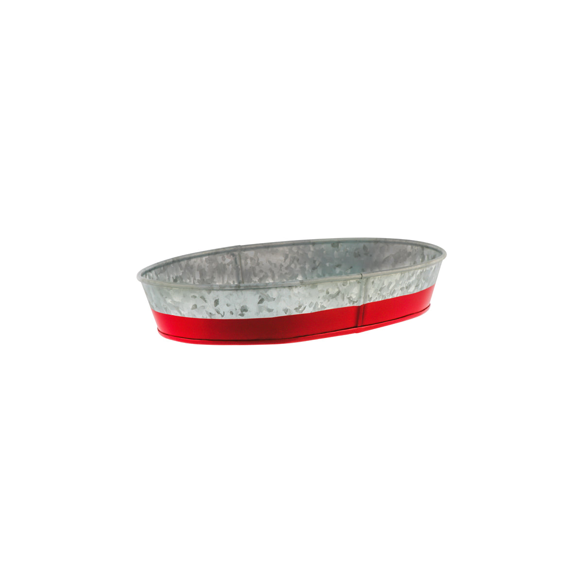 Coney Island Oval Galvanised Tray with Red Base 240x150x45mm