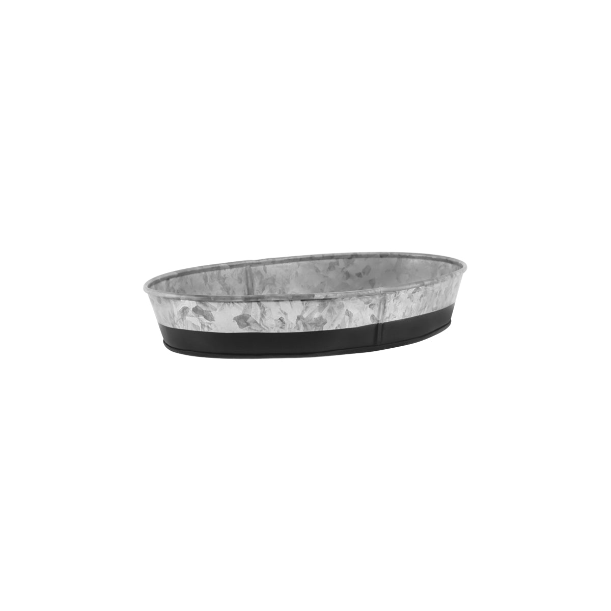 Coney Island Oval Galvanised Tray with Black Base 240x150x45mm
