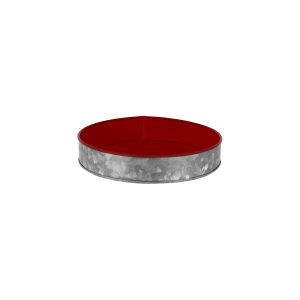 Coney Island Round Galvanised Tray with Red Internal 240x45mm