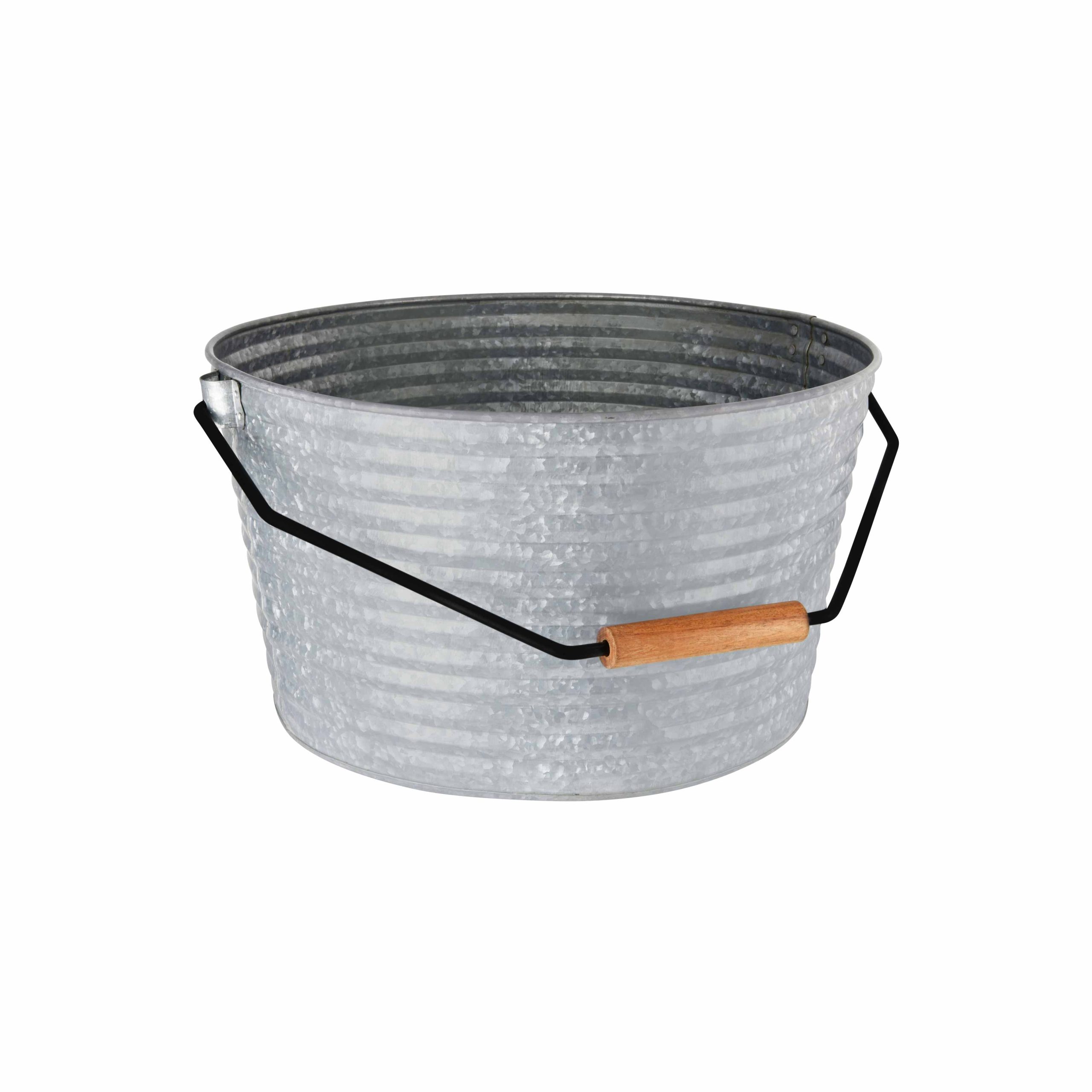 Coney Island Beverage Tub Galvanised with Black & Wood Handle 450x340mm