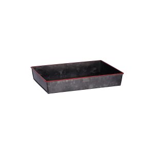 Coney Island Rectangular Flared Black Galvanised with Red Rim Tray 270x190x45mm