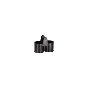 Coney Island Dual Pot Black Galvanised Caddy 140x70x70mm