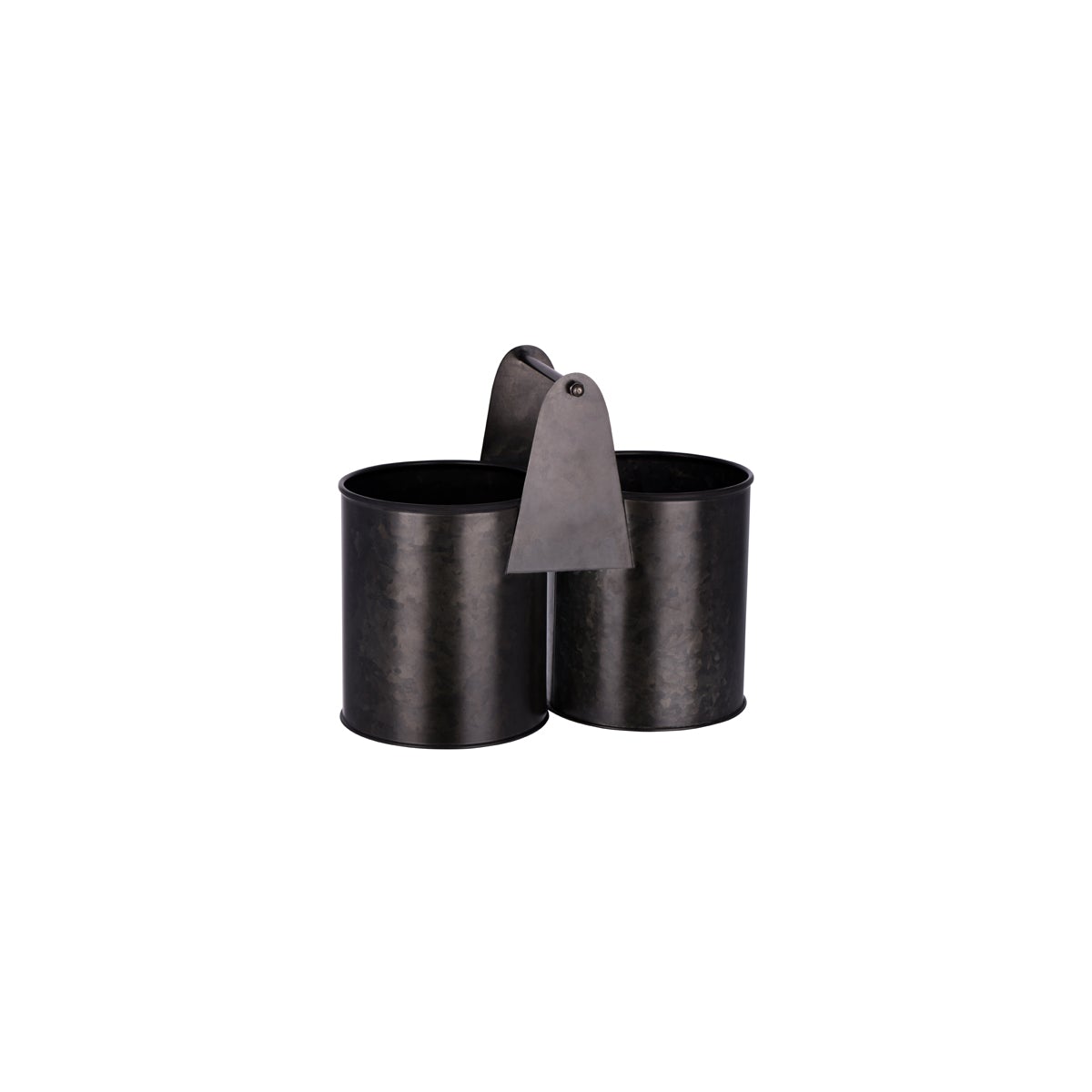 Coney Island Dual Pot Black Galvanised Caddy 240x120x140mm