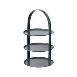 Coney Island Tea Stand 3-Tier Fixed Black Galvanised 310x510mm
