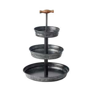 Coney Island Stand 3-Tier Fixed Black Galvanised 190/260/350x510mm