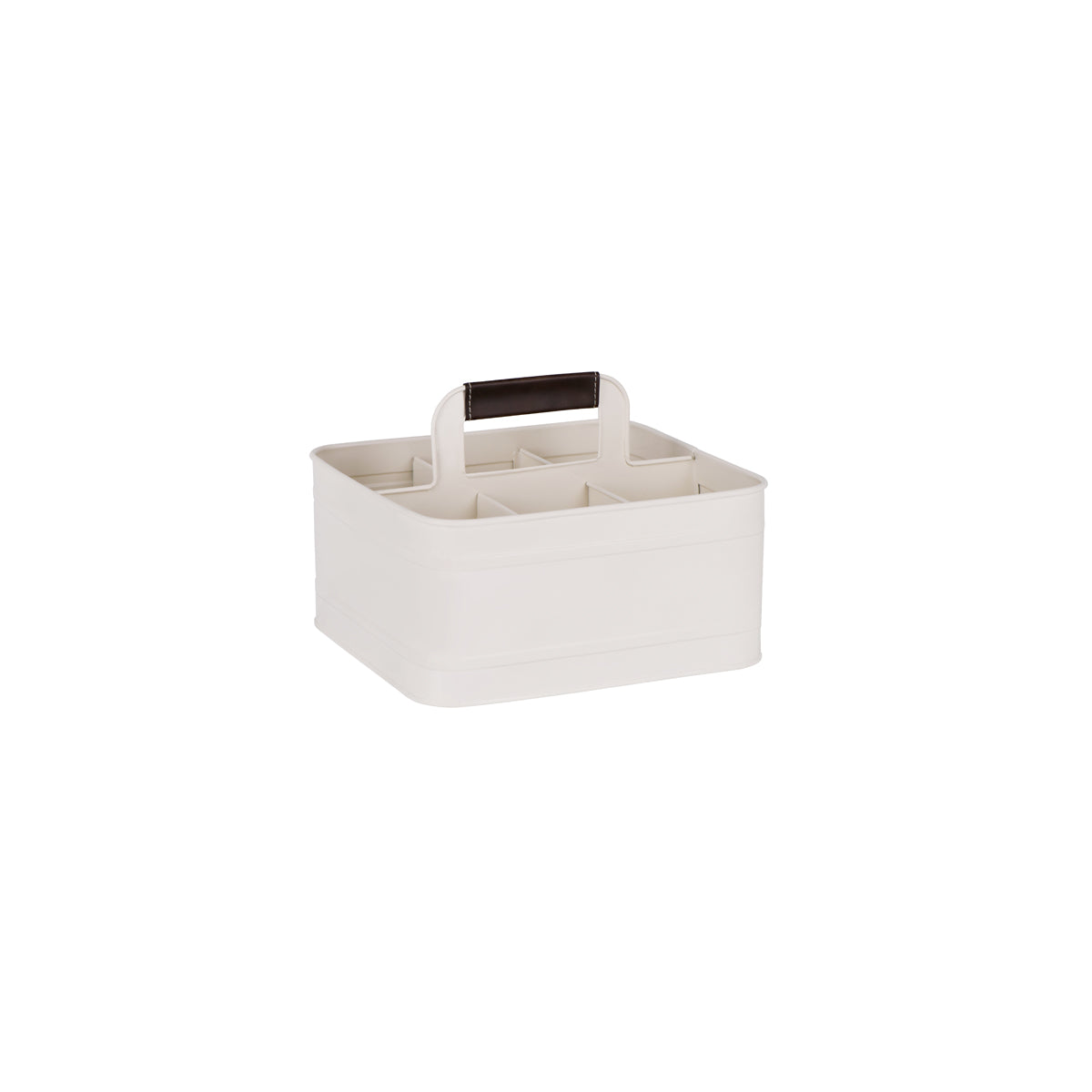 Coney Island Creme Rectangular Caddy with Leather Handle 260x240x130mm