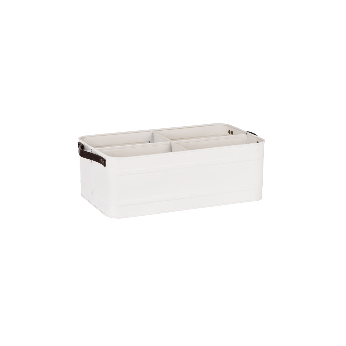 Coney Island Creme 4-Compartment Caddy with Leather Handle 370x215mm
