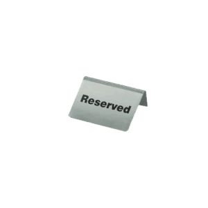 Table Sign "RESERVED" Stainless Steel 100x43mm Pack of 10