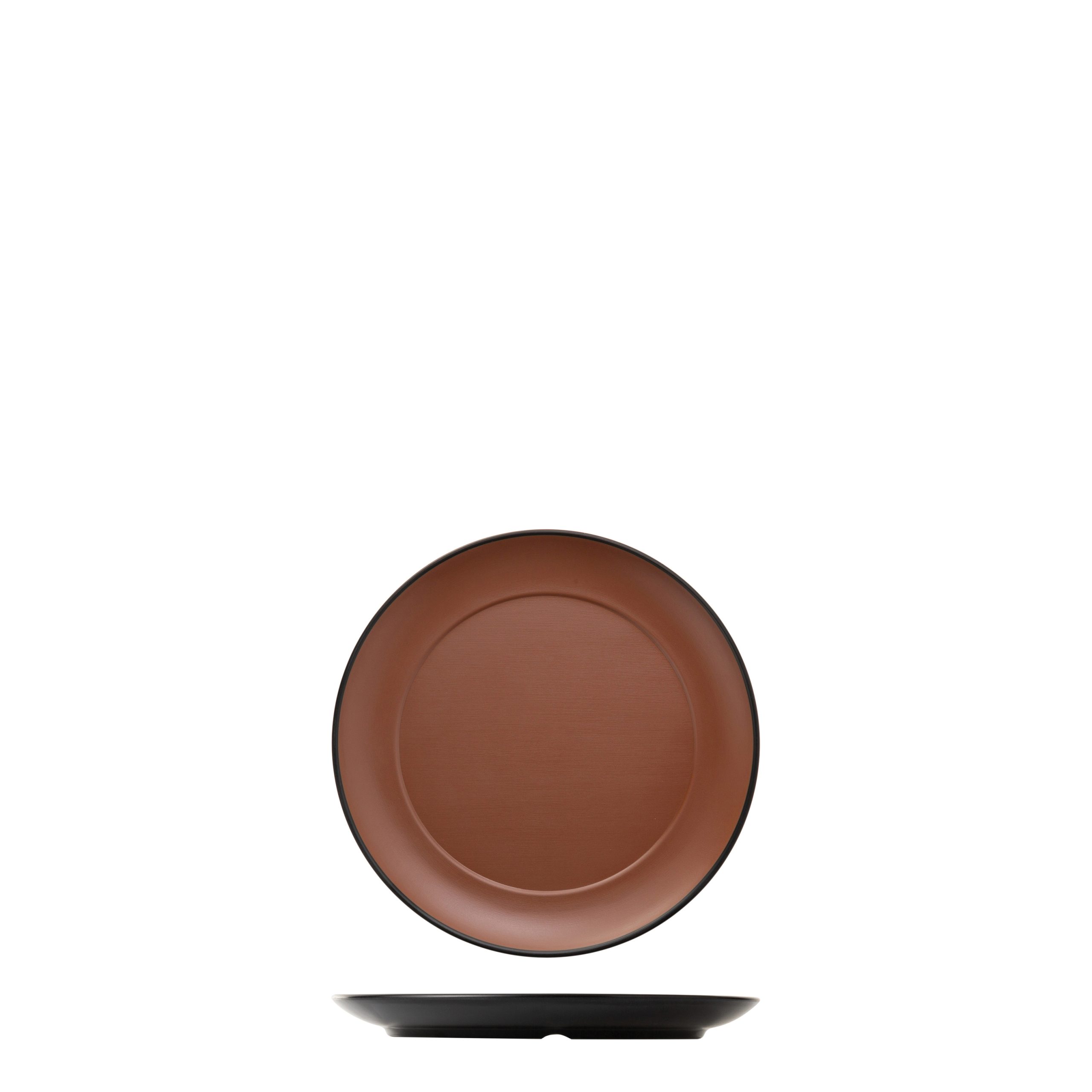 COU COU Dual Colour Brown & Black Round Wide Rim Plate