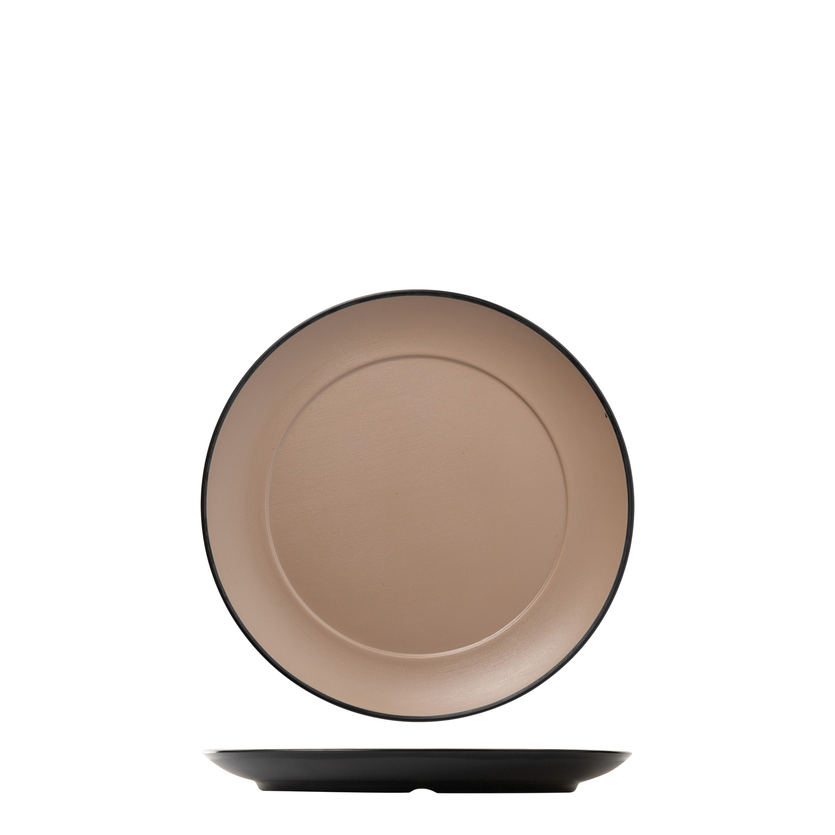 COU COU Dual Colour Beige & Black Round Wide Rim Plate