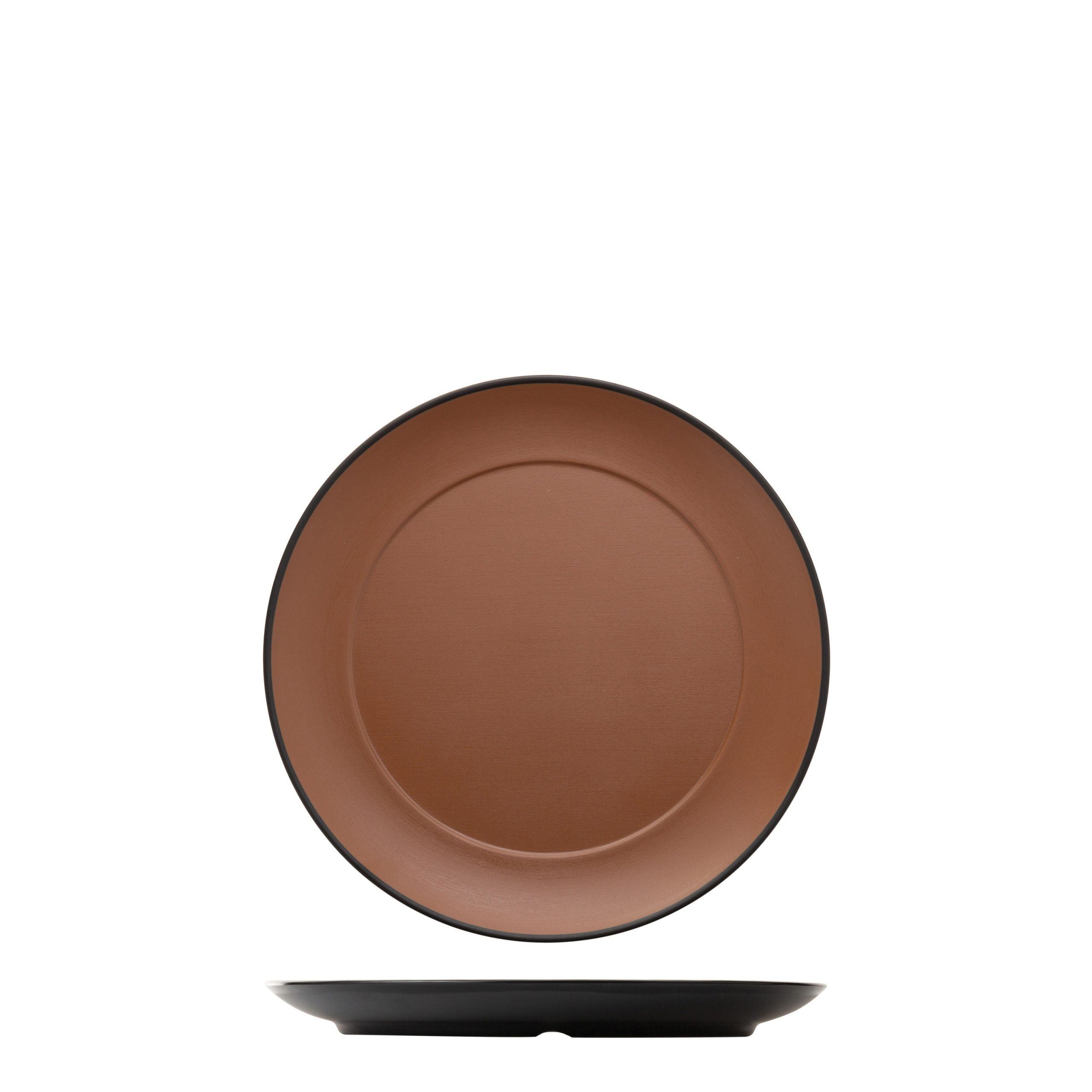 COU COU Dual Colour Brown & Black Round Wide Rim Plate