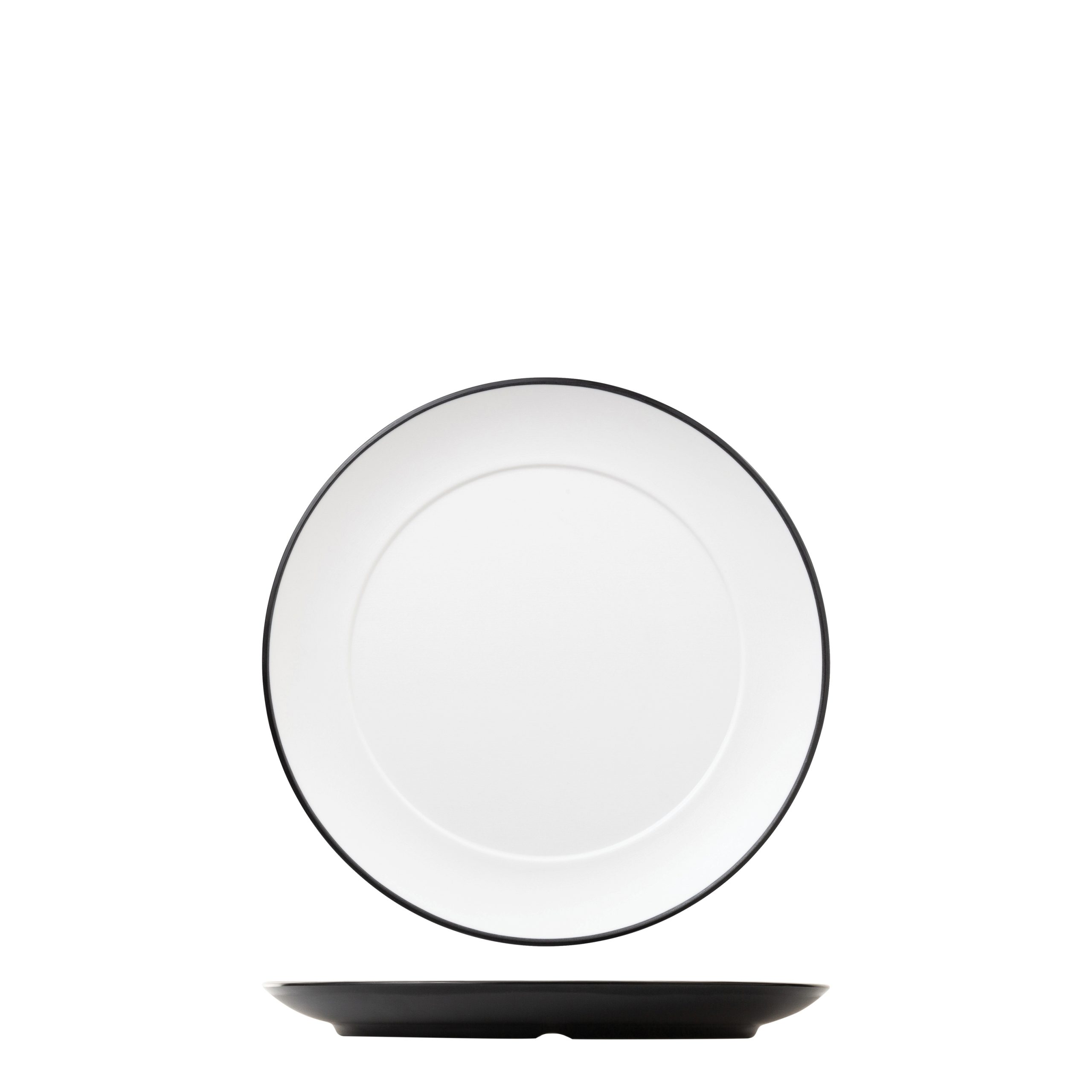 COU COU Dual Colour White & Black Round Wide Rim Plate