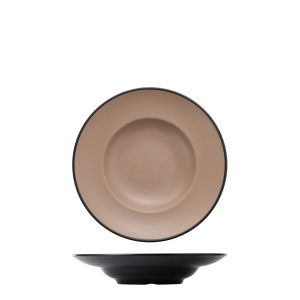 COU COU Dual Colour Beige & Black Round Pasta/Soup Bowl