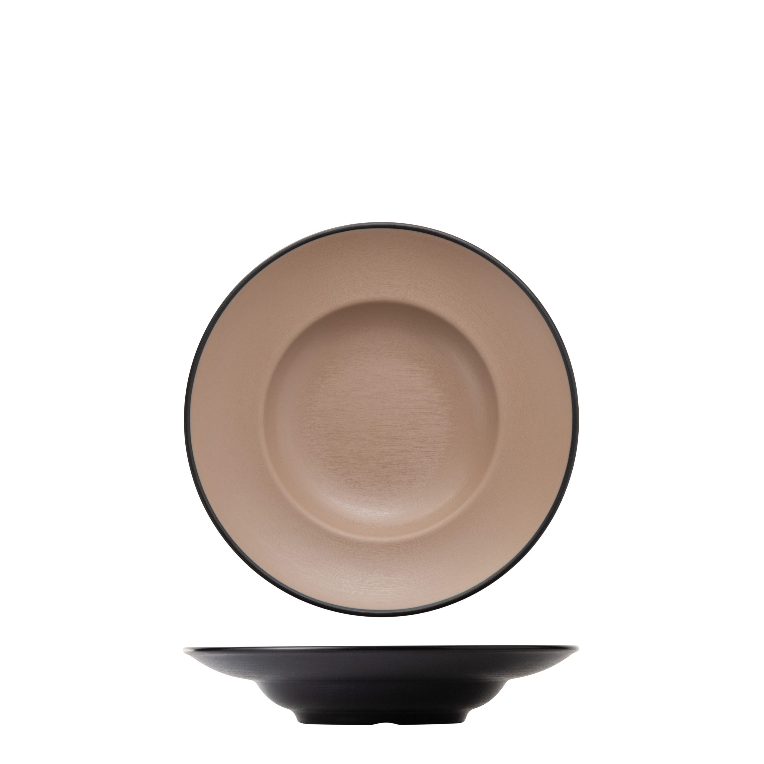 COU COU Dual Colour Beige & Black Round Pasta/Soup Bowl