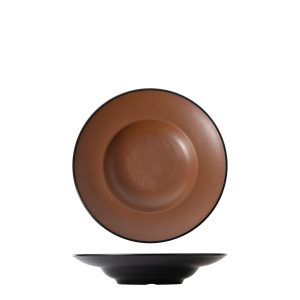 COU COU Dual Colour Brown & Black Round Pasta/Soup Bowl