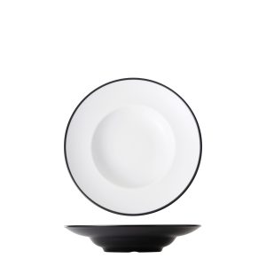 COU COU Dual Colour White & Black Round Pasta/Soup Bowl