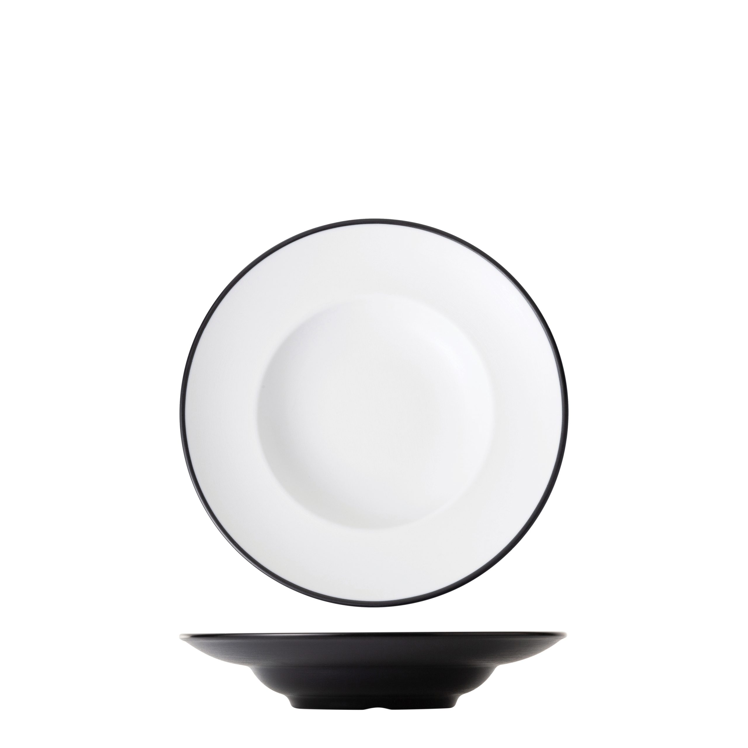 COU COU Dual Colour White & Black Round Pasta/Soup Bowl