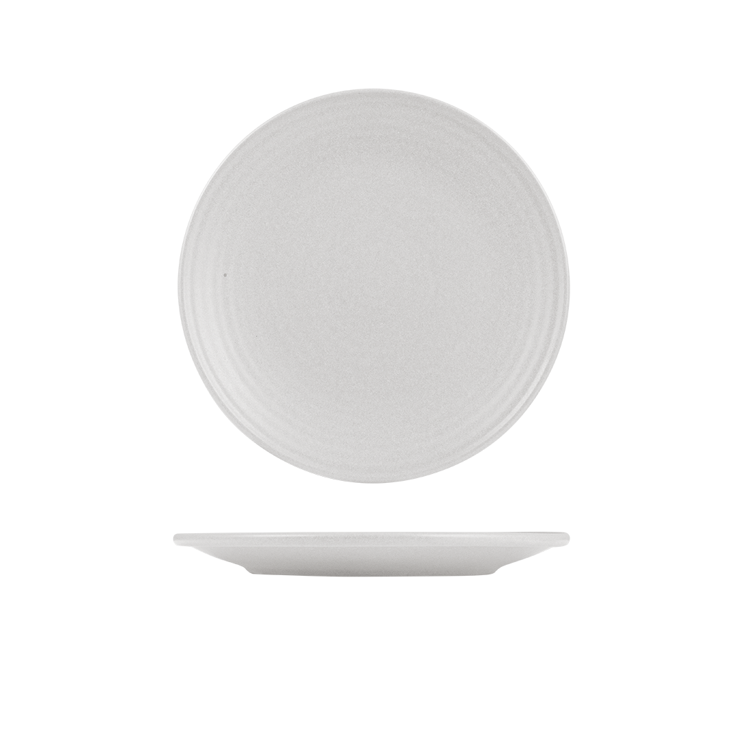 Zuma Pearl Aspen Ribbed Round Plate