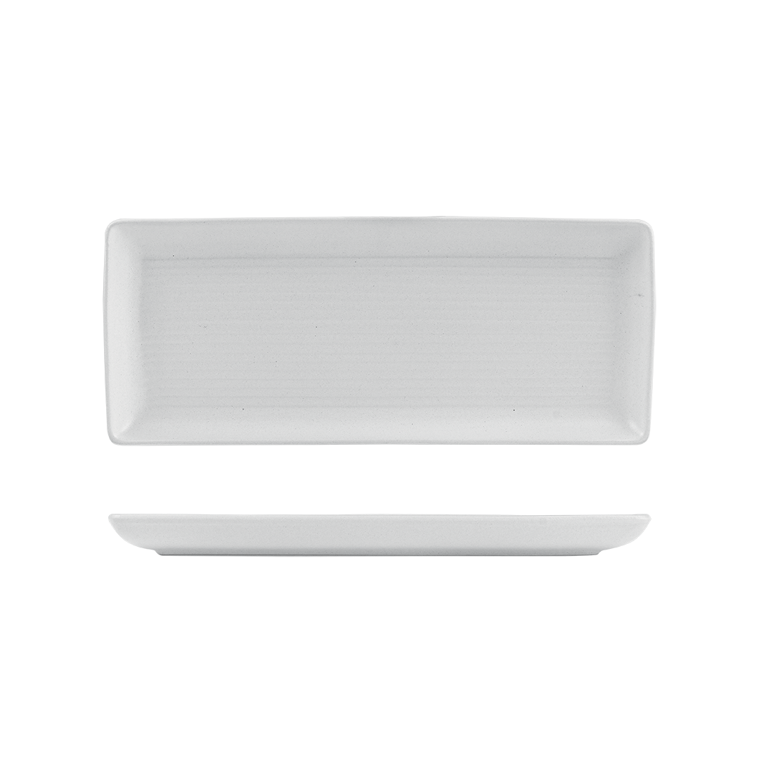 Zuma Pearl Aspen Ribbed Rectangular Platter