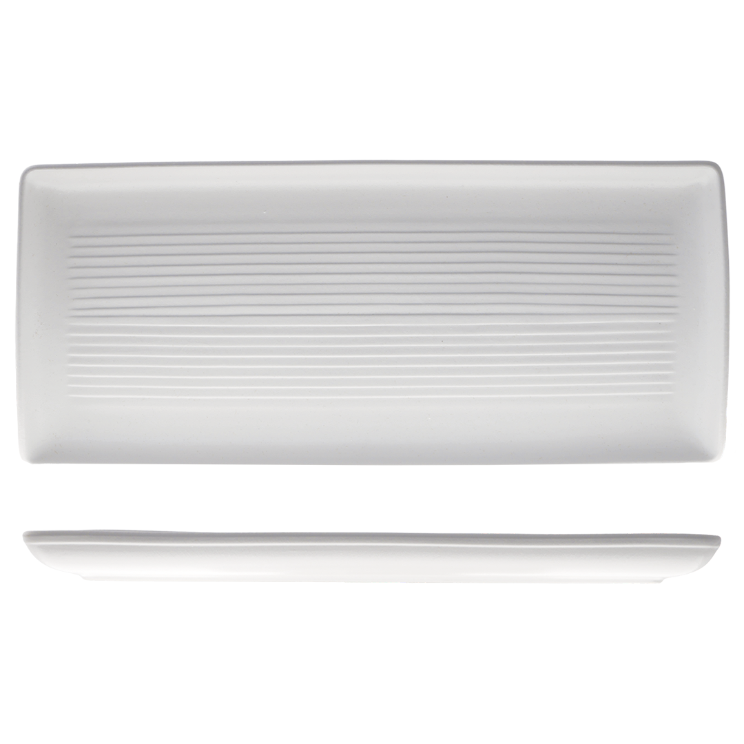 Zuma Pearl Aspen Ribbed Rectangular Platter