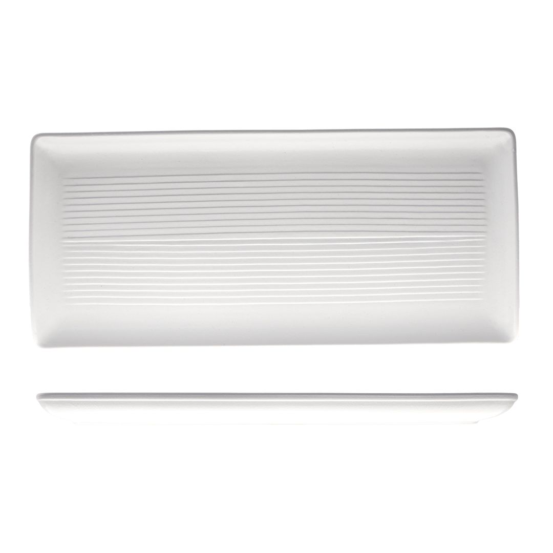 Zuma Pearl Aspen Ribbed Rectangular Platter