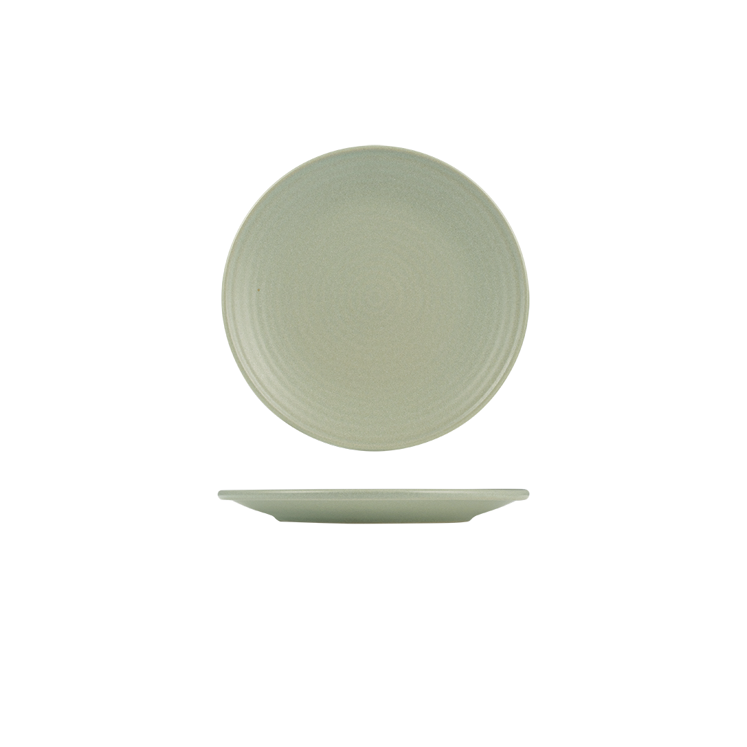 Zuma Pearl Pistachio Ribbed Round Plate