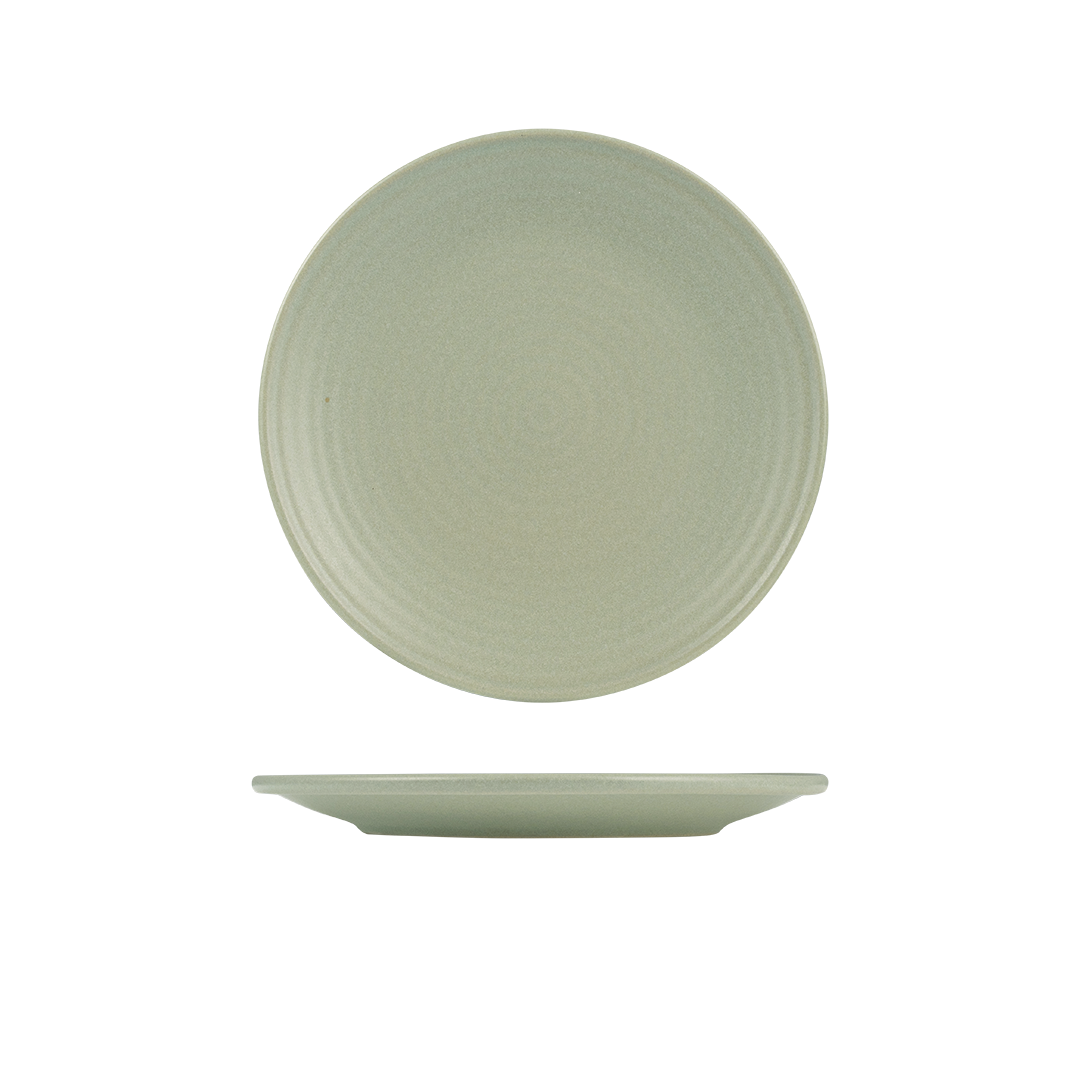Zuma Pearl Pistachio Ribbed Round Plate