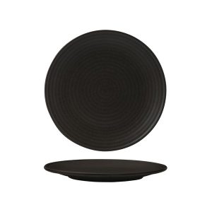 Zuma Charcoal Ribbed Round Plate