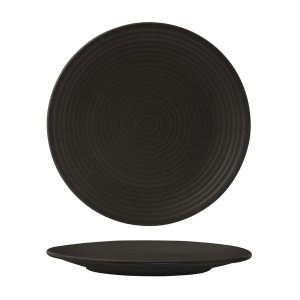 Zuma Charcoal Ribbed Round Plate
