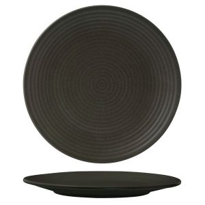 Zuma Charcoal Ribbed Round Plate