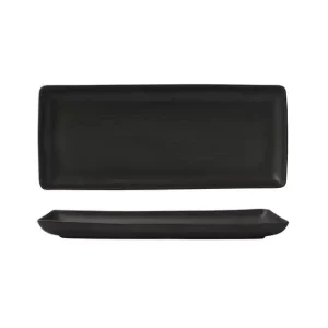 Zuma Charcoal Ribbed Rectangular Platter