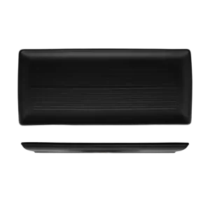 Zuma Charcoal Ribbed Rectangular Platter