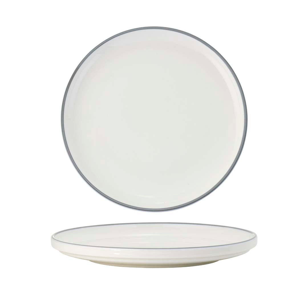 Core Round Plate Walled Lip Grey Rim 200x23mm