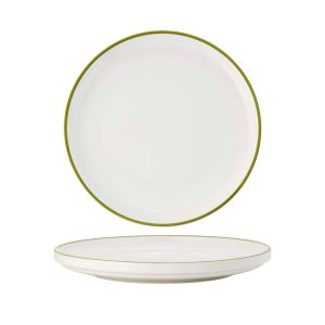 Core Round Plate Walled Lip Olive Green Rim 200x23mm