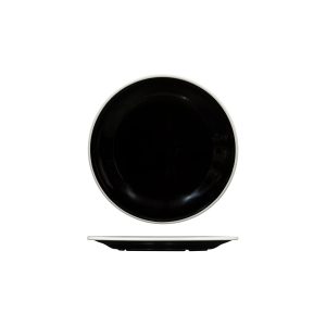 Ryner Melamine Evoke Round Plate - Black with White Rim