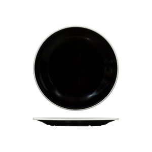 Ryner Melamine Evoke Round Plate - Black with White Rim
