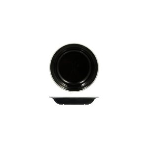 Ryner Melamine Evoke Deep Round Bowl - Black with White Rim