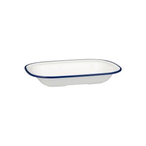 Ryner Melamine Evoke Rim Rectangular Dish - Blue Rim