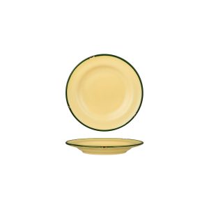 Luzerne TinTin Sand with Green Line - Round Plate - Wide Rim