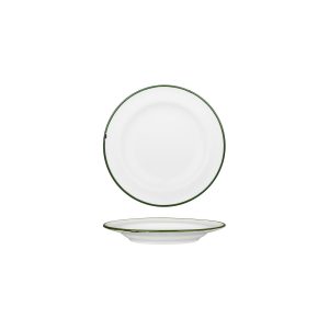 Luzerne TinTin White with Green Line - Round Plate - Wide Rim