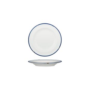 Luzerne TinTin White with Navy Line - Round Plate - Wide Rim