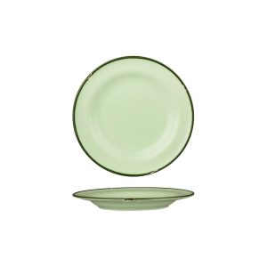 Luzerne TinTin Green with Green Line - Round Plate - Wide Rim