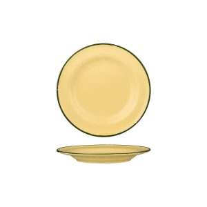 Luzerne TinTin Sand with Green Line - Round Plate - Wide Rim