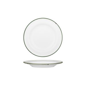 Luzerne TinTin White with Green Line - Round Plate - Wide Rim