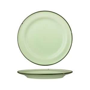 Luzerne TinTin Green with Green Line - Round Plate - Wide Rim