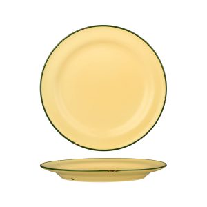 Luzerne TinTin Sand with Green Line - Round Plate - Wide Rim