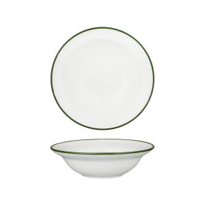 Luzerne TinTin White with Green Line - Round Deep Bowl