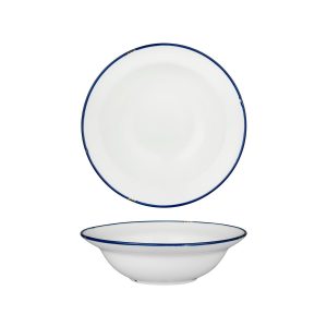 Luzerne TinTin White with Navy Line - Round Deep Bowl