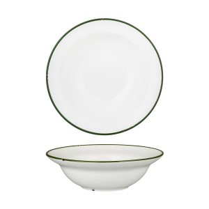 Luzerne TinTin White with Green Line - Round Deep Bowl