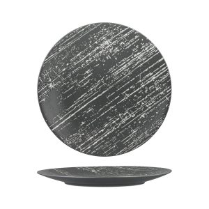 Luzerne Drizzle Grey With White Round Flat Coupe Plate